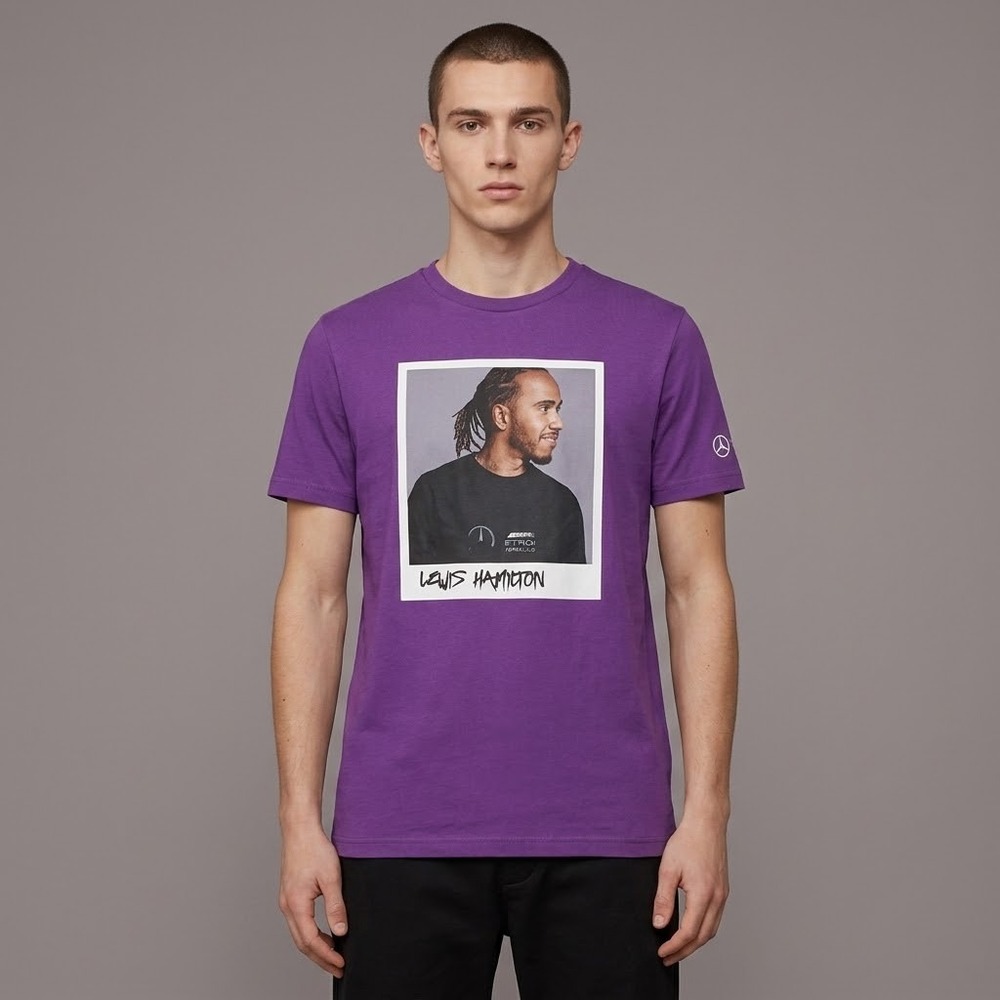 Mercedes AMG Petronas F1 Lewis Hamilton Graphic T Shirt Mens S Purple
